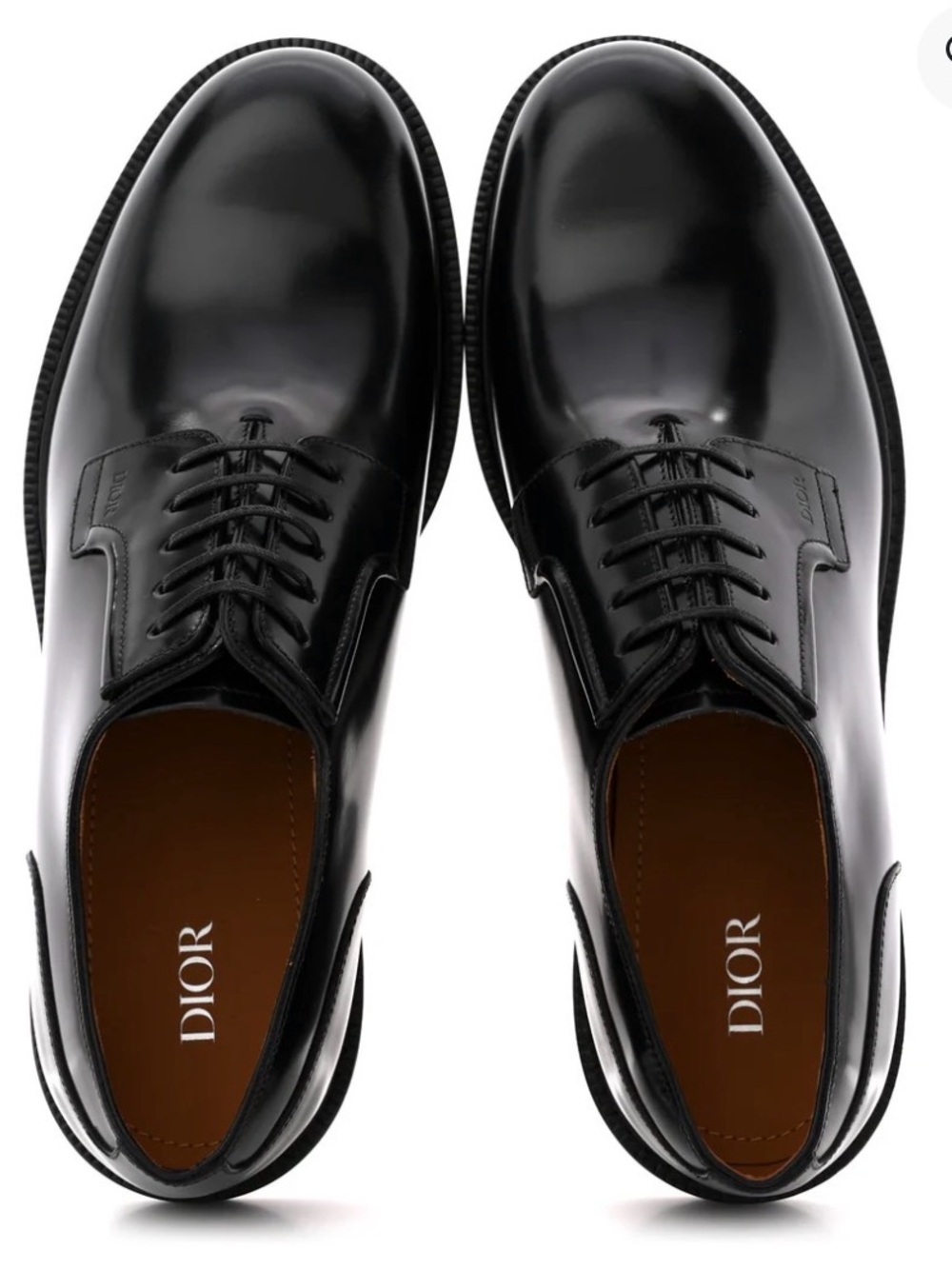 Dior Carlo Glossy Black Leather Derby Shoes